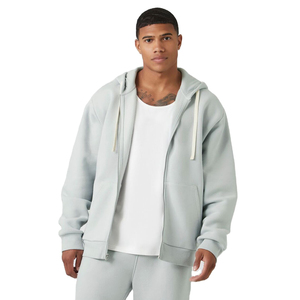 Sweat à capuche surdimensionné pour hommes de haute qualité 350gsm avec fermeture à glissière personnalisé bouffée imprimé Logo brodé Techniques teint uni pour l'hiver - Product Image 1