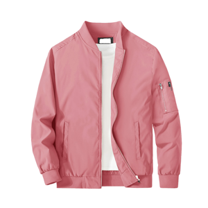 Chaqueta Bomber Ligera de Softshell para Hombre, Cuello Alto, Cremallera Completa, Estilo Casual, Cortavientos para Golf, Primavera, Tinte Liso - Product Image 1