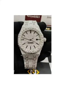 定制男女高端奢侈品牌全钻石手表VVS Moissanite嘻哈冰镇不锈钢机械表
