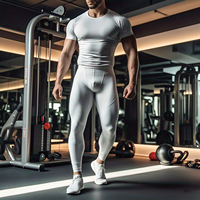 Leggings de Compresión para Hombre, Spandex/Poliéster, Pantalones Ajustados para Entrenamiento y Fitness, Secado Rápido, Transpirables, Antibacterianos, Protección UV
