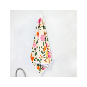 Serviettes de cuisine en coton biologique 100% brodé, motif floral de coquelicot rouge, écologiques, lavables en machine, forme rectangulaire - Product Image 2