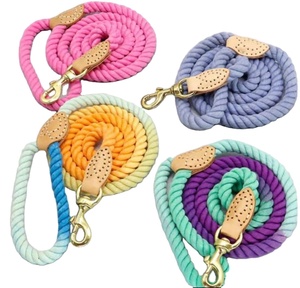 Naturel Colorful Customized Colored Cotton Rope Handmade <b>Dog</b> <b>Leash</b> Pet <b>Leash</b> Set - Product Image 1