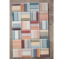 Carrelage mural décoratif en céramique 20 x 30 cm, motif rayures pastel, carrelage en céramique multicolore à rayures