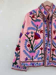 Veste indienne à broderie matelassée réversible faite à la main unisexe coton velours manteau bouton cadeau d'hiver parfait pour elle - Product Image 3