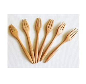 Fourchette en bois de manguier d'excellente qualité 6 pièces Couverts Fourchette à dessert Fourchette en bois réutilisable écologique Meilleur prix - Product Image 1