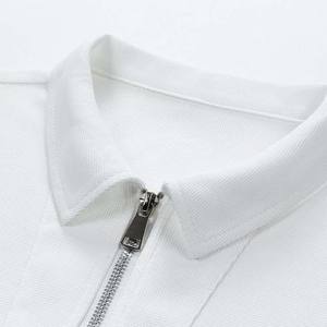 Polos de hombre de algodón y poliéster transpirable con logotipo personalizado, polos personalizados con cuello de cuarto de cremallera, camisas de talla grande con logotipo personalizado para hombre - Product Image 5