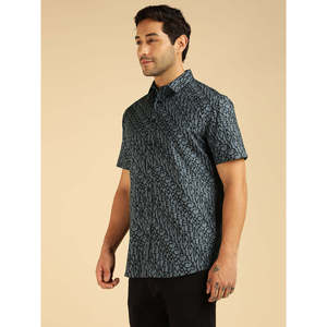 Camisa Casual de Manga Corta para Hombre Amanush con Estampado Alfabético, Cuello Clásico, Estilo Popelina Tejida para Verano - Product Image 3