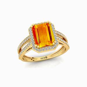 Anillo de racimo personalizado de oro rosa macizo de 18K con piedras preciosas de citrino natural y diamantes genuinos, anillo nupcial fino, joyería OEM ODM - Product Image 2