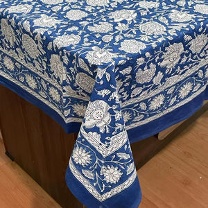 ผ้าคลุมโต๊ะผ้าฝ้าย100% งานฝีมือพิมพ์ลายดอกไม้สุดหรูดีไซน์แบบช่างฝีมือดั้งเดิมทรงสี่เหลี่ยมผืนผ้าผ้าคลุมโต๊ะพิมพ์ลายดอกไม้ - Product Image 1