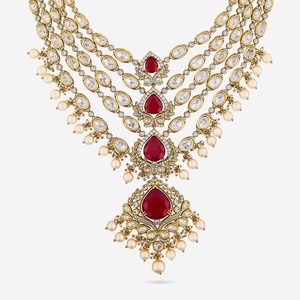 Kundan Wedding <b>Necklace</b> with Zinc Alloy Water Drop Shape and Bezel Setting Elegant and Timeless Design - Product Image 4