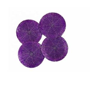 Hot Selling Handmade Glass <b>Beaded</b> Coaster <b>Set</b> of 4 Round Coaster for Dining Table Coasters for Coffee & Bar Kitchen Table - Product Image 6