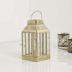 Faroles de Piso de Latón, Diseño Moderno con Detalles Calados, Decoración Navideña y de Pascua, Portavelas Duraderos Sin Plomo - Product Image 1