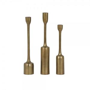Wholesale Eco-Friendly Gold-Finished Aluminum Handmade Taper <b>Candlestick</b> <b>Holders</b> Set Customized Printing for Weddings Parties - Product Image 1