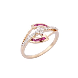 Joyería fina hecha a mano Anillo de diamante de rubí de corte redondo precioso natural Anillo de bodas de oro amarillo sólido de 14K Productos al por mayor - Product Image 3