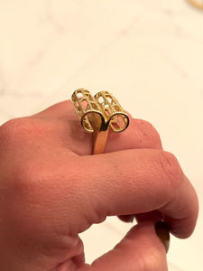 Bague en or jaune massif 18 carats en forme de crochet de diamant de style classique accessoires plaqués or véritable bijoux de mode de fiançailles pour femmes - Product Image 3