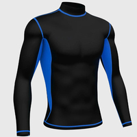 T-shirt de course à manches longues pour homme, vêtement de sport d'hiver, compression, protection contre les éruptions cutanées, thermique, rugby, couche de base chaude, MMA, combat, quatre directions
