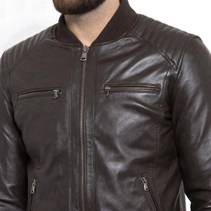 Chaquetas de cuero a la moda para hombre, diseño personalizado, estilo Bomber & Moto, prendas de vestir exteriores de invierno, suministro de cuero auténtico de fábrica OEM ODM - Product Image 5