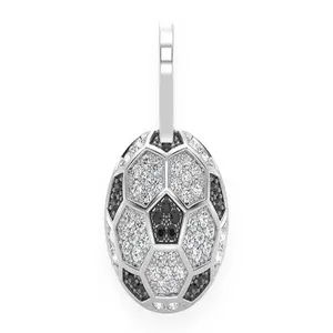 Lujo personalizado Iced Out Sports colgante de oro amarillo con diamantes blancos y negros naturales diseño de balón de fútbol para hombres y mujeres regalo - Product Image 1