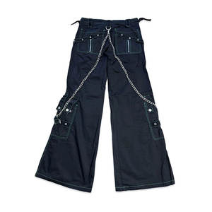 Pantalones Góticos Holgados para Mujer al por Mayor, Negros con Detalles de Costura Verde Neón, Modelo 2026 - Product Image 6