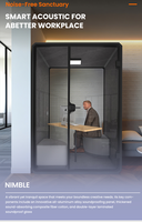 Cabine insonorisée moderne en aluminium pour 4 personnes, fabriquée en Guangdong, pour bureau à domicile ou espace de travail.