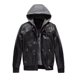 Veste en cuir PU pour hommes OEM manteau à fermeture éclair coupe ajustée vêtements d'extérieur d'hiver décontractés à la mode - Product Image 5