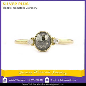 Meilleure vente Bague en or massif naturel 14K Bague en diamant de sel et de poivre faite à la main d'Inde - Product Image 2