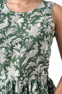 Mini vestido verde estampado de verano para mujer con vieiras bordadas sin mangas Top Shorts Venta caliente rodilla Loungewear conjunto de ropa de dormir - Product Image 2