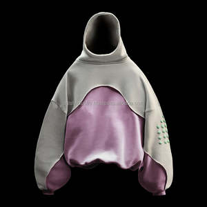 Sudadera con capucha extragrande de doble tono para hombre, gris y morado, diseño futurista, manga 3D, ropa de calle, Jersey, logotipo personalizado, fabricante - Product Image 1