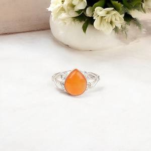 แหวนหัวใจคาร์เนเลียนทำด้วยมือ 925 เงินสเตอร์ลิงเครื่องประดับอัญมณีแหวนหรูหราของขวัญสำหรับผู้หญิง - Product Image 6