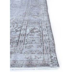 Tapis en laine bleue vintage fait main Pae-396, hauteur de poils longs, pour salon, couloir, chambre d'adolescent, motif médaillon rectangulaire abstrait - Product Image 4