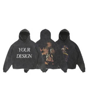 Sudadera con capucha desgastada con lavado ácido para hombre al por mayor de gran tamaño Vintage Cut Bottom Raw Hem Heavyweight No Hem Designer Plus Size Spring - Product Image 5