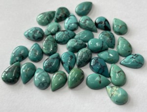 Cabujón de pera turquesa tibetana natural 6x9mm de alta calidad-Pera turquesa tibetana suelta - Product Image 2