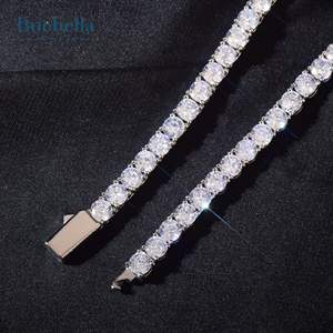 Venta caliente 925 Plata 18K chapado en oro 4mm Moissanite DiamondIced Gengar Tennis Chian para hombres y mujeres - Product Image 5