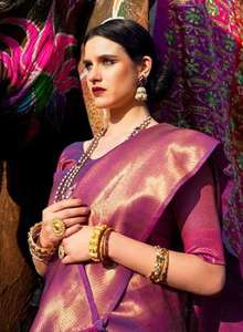 Sarees en soie Lichi de haute qualité pour femmes Fournisseur en gros en vrac de sarees indiens traditionnels de FashionHarbour - Product Image 5