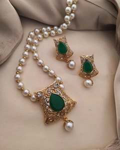 Gran oferta, joyería, collar de Esmeralda, conjunto de collar de pendientes de lujo para mujer para regalos de Festival - Product Image 3