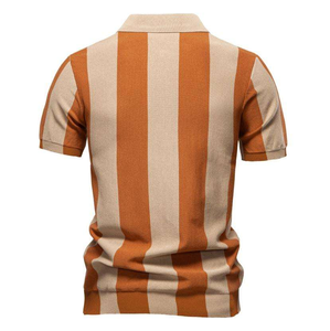 Nueva media cremallera para punto de manga corta sólido de alta calidad Anti-Pilling Spandex/algodón comercio transfronterizo hombres para camisa - Product Image 6