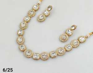 Diseñador de fiesta desgaste AntiquePlated Kundan piedra joyería tradicional hermoso diseño Simple gargantilla collar pendiente para mujer - Product Image 6