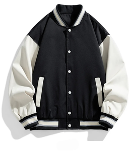 Chaqueta de béisbol universitaria bordada Vintage de otoño con diseño personalizado para hombre, chaqueta de gran tamaño con cremallera completa de estilo universitario - Product Image 1
