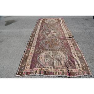 Alfombra Kilim marrón y beige, 5,5x13,1 pies - Product Image 1