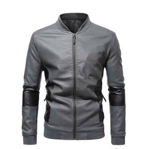 Venta caliente Chaquetas de cuero delgadas de invierno Ropa de hombre Chaqueta de cuero de manga larga Estilo de calle Ropa deportiva con cierre de cremallera - Product Image 1