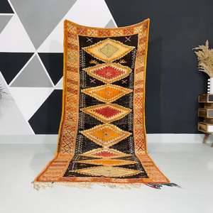พรมโมร็อกโกแท้ ทำมือจากขนสัตว์ ลายเบอร์เบอร์แบบดั้งเดิม สไตล์วินเทจและโมเดิร์น สำหรับตกแต่งบ้าน - Product Image 1
