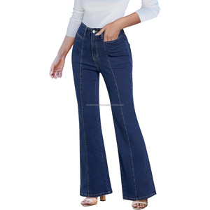Classic Blue Denim Flare Jeans Women High Waisted Slim Fit <b>Bell</b> Bottoms women denim jeans pants - Product Image 3