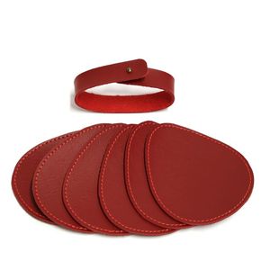 Classic round leather <b>coasters</b> with soft surface and handmade appeal made <b>for</b> upscale <b>drink</b> protection and decor - Product Image 1