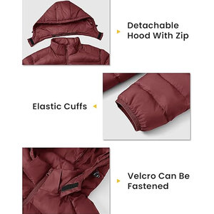 Chaqueta Acolchada de Mezclilla Vintage Unisex, con Capucha Desmontable, Transpirable, Resistente al Agua, Ligera, con Bolsillos Acolchados en la Parte Delantera - Product Image 4