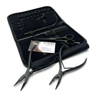 Kit d'outils d'extension de cheveux noirs mats comprenant une pince à anneau Micro Link Clips Ciseaux Boucle Épilation des extensions de cheveux humains - Product Image 2