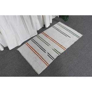 Tapis en laine blanc moderne de 2x3, 7 pieds, fait à la main, avec patchwork en rectangle turc pour décoration de salon, en latex, pour chambre à coucher et couloir - Product Image 3