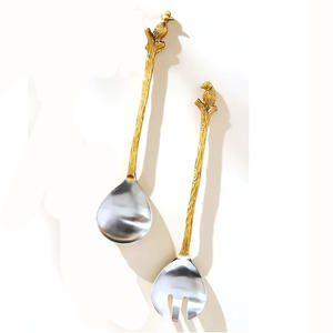 ชุดช้อนตักสลัดทำจากสเตนเลสสีเงินสำหรับโต๊ะและห้องครัวทันสมัย - Product Image 2