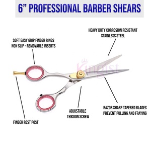 Professional Japanese Steel <b>Barber</b> Scissors 5''-6.5'' Hair Cutting Tool Stainless Handle Sharp <b>Blade</b> Tip for Thinning Beauty Use - Product Image 6