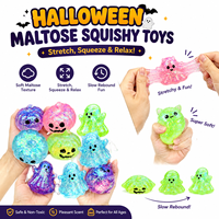 Nouveaux Squishies personnalisés Halloween en gel de maltose, géants, en forme de boulette, de citrouille et de fantôme, scintillants, jouets anti-stress avec boîte de présentation