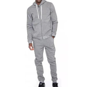 Conjunto Deportivo de Otoño para Hombre, 100% Algodón, Transpirable, con Logotipo Personalizado, Chaqueta con Capucha de Felpa Técnica, Cremallera, 2 Piezas, para Correr - Product Image 2